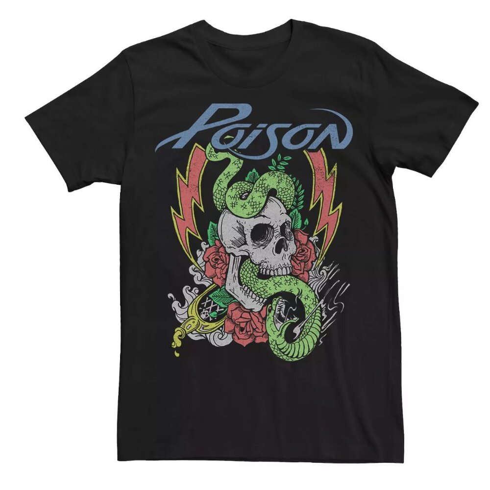 Men's Poison Snake Skull Rose Neon Logo Tee Size XL NWT